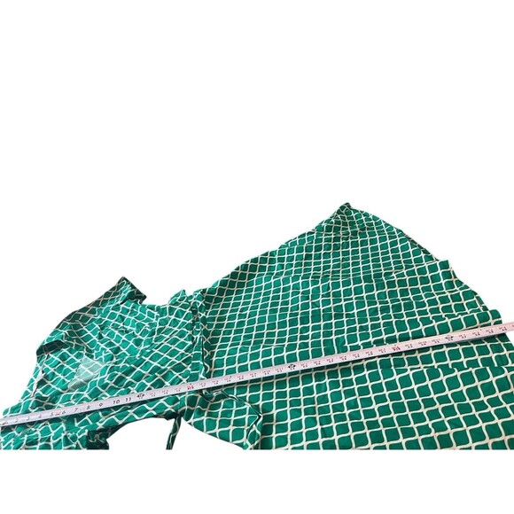 Boden Green White Geometric Lara Wrap Tea Picnic Short Sleeve Dress 8L - Picture 10 of 16